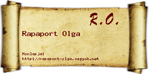 Rapaport Olga névjegykártya